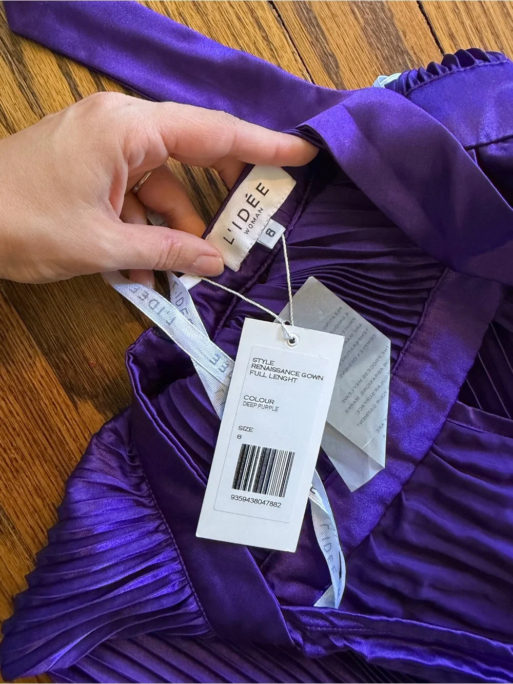 L’IDEE deep Purple halter neck Pleated maxi Dress full length